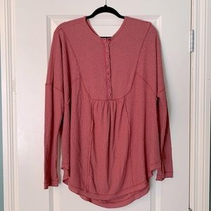 Free People Oversized Waffle Top size L